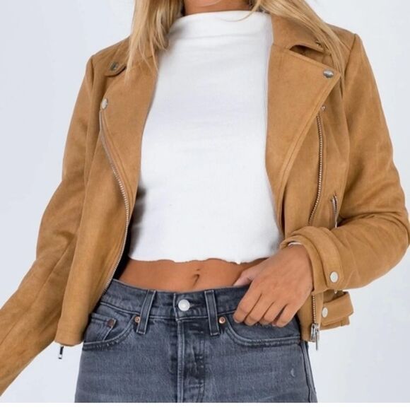 Princess Polly Super Soft Suede Like Moto Jacket - Picture 1 of 6